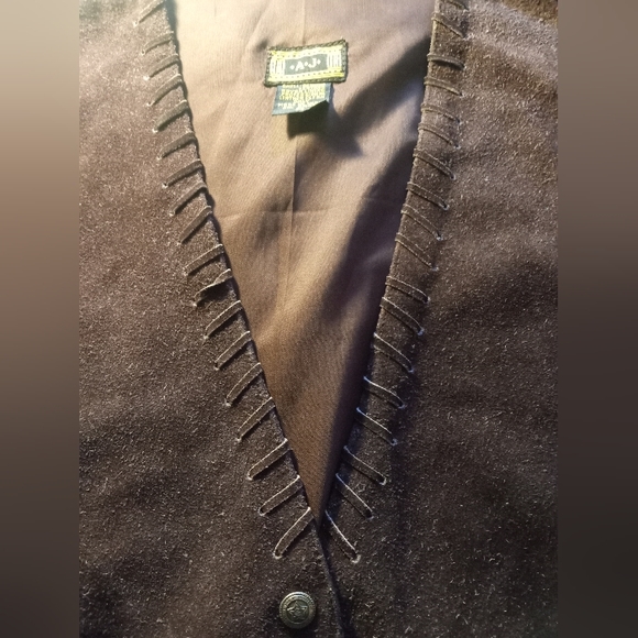 Vintage brown AJ LEATHER VEST - Picture 2 of 3